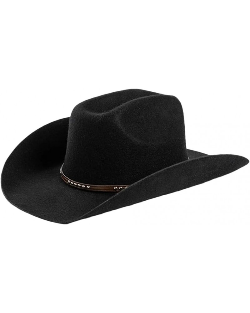 Men's and Women's Wide Brim Hat Cowboy Hats Vintage Jazz Hat Caps Black $44.90 Cowboy Hats