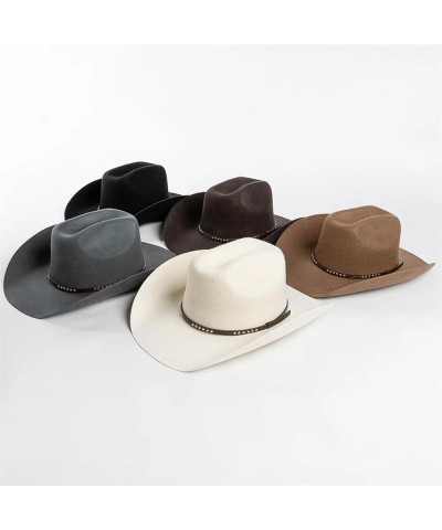 Men's and Women's Wide Brim Hat Cowboy Hats Vintage Jazz Hat Caps Black $44.90 Cowboy Hats