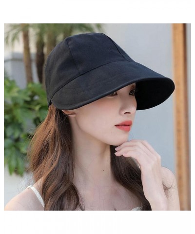 UV Protection Hat Without Makeup Sun Hats for Women Wide Brim Foldable Beach Hat Sun Visor Hat Black $7.01 Sun Hats