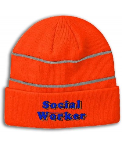 Custom Reflective Beanie Social Worker High Visibility Running Gear Skull Cap for Men & Women 1 Size Neon Orange Design Only ...