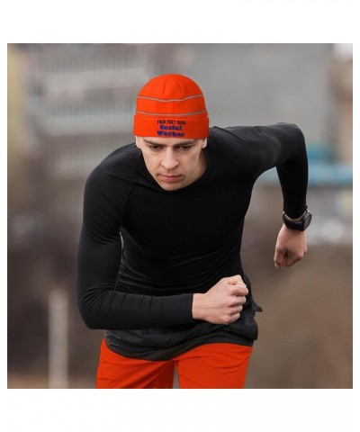 Custom Reflective Beanie Social Worker High Visibility Running Gear Skull Cap for Men & Women 1 Size Neon Orange Design Only ...