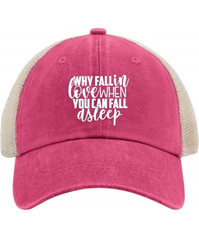 Why Fall in Love When You Can Fall Asleep Hats Womens Cap AllBlack Running hat Gifts for Mom Running Hat Rose Red02 $13.19 Co...