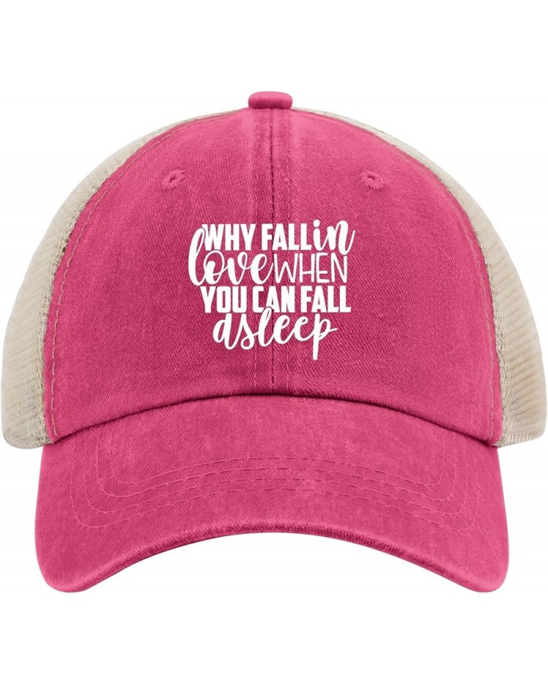 Why Fall in Love When You Can Fall Asleep Hats Womens Cap AllBlack Running hat Gifts for Mom Running Hat Rose Red02 $13.19 Co...