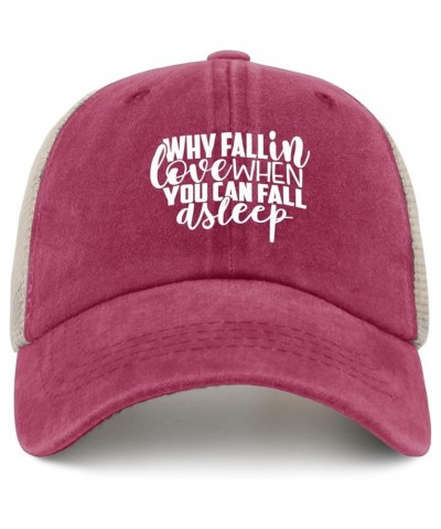 Why Fall in Love When You Can Fall Asleep Hats Womens Cap AllBlack Running hat Gifts for Mom Running Hat Rose Red02 $13.19 Co...