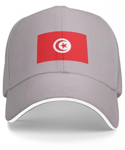 Flag of Tunisia Baseball Cap Sandwich Brim Hats for Men Women Adjustable Caps Gray $11.02 Baseball Caps