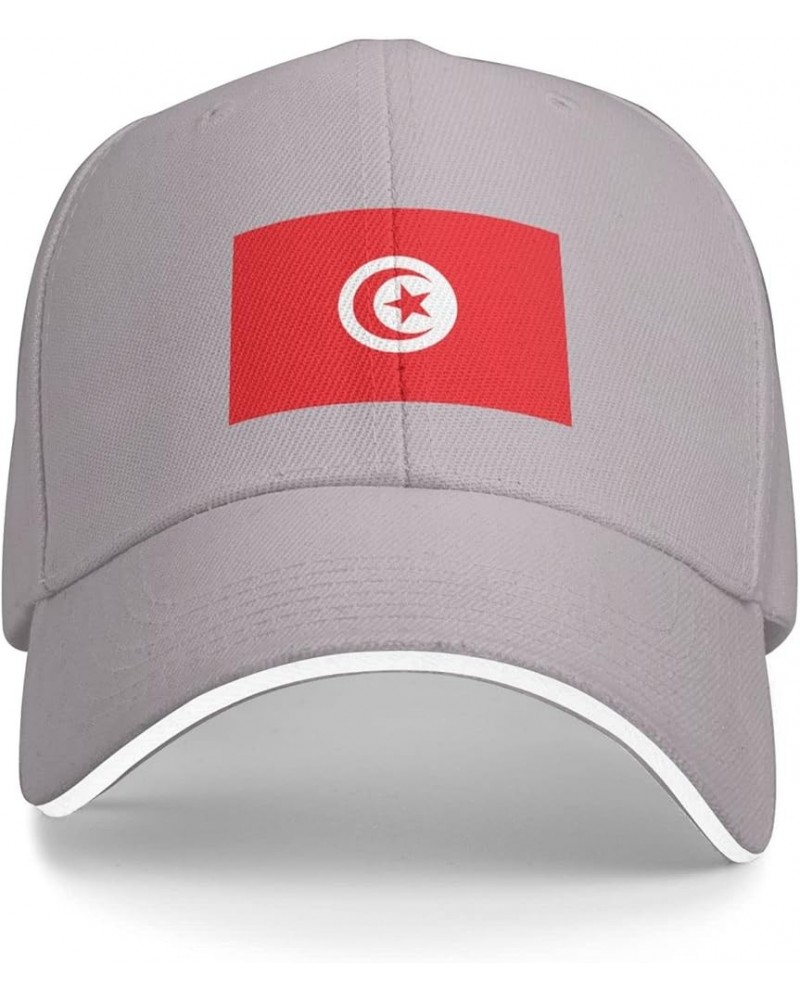 Flag of Tunisia Baseball Cap Sandwich Brim Hats for Men Women Adjustable Caps Gray $11.02 Baseball Caps