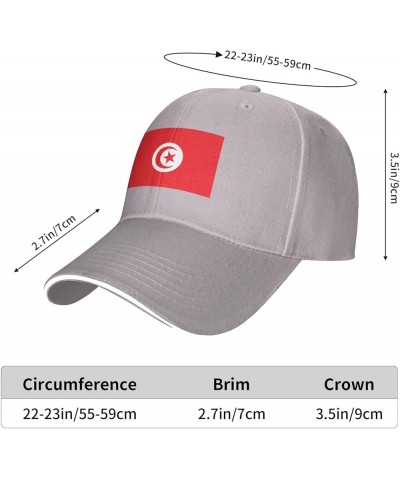 Flag of Tunisia Baseball Cap Sandwich Brim Hats for Men Women Adjustable Caps Gray $11.02 Baseball Caps