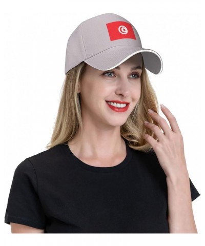 Flag of Tunisia Baseball Cap Sandwich Brim Hats for Men Women Adjustable Caps Gray $11.02 Baseball Caps