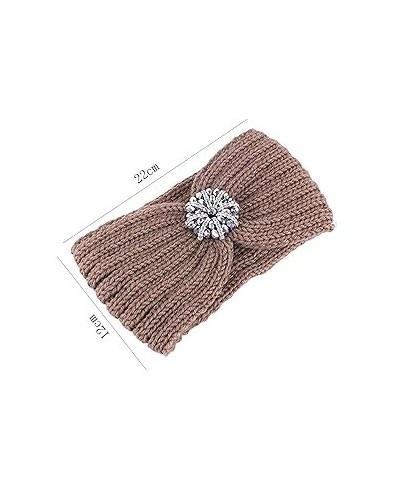 Women Sequin Knitted Hairband Flower Rhinestone Ear Warmer Wide Head Wrap Hair Band (Navy, One Size) 1 Count (Pack of 1) Wine...