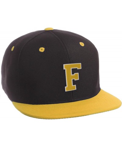 Classic Snapback Hat Custom A to Z Initial Letters, Black Gold Cap White Gold Initial F $12.49 Baseball Caps