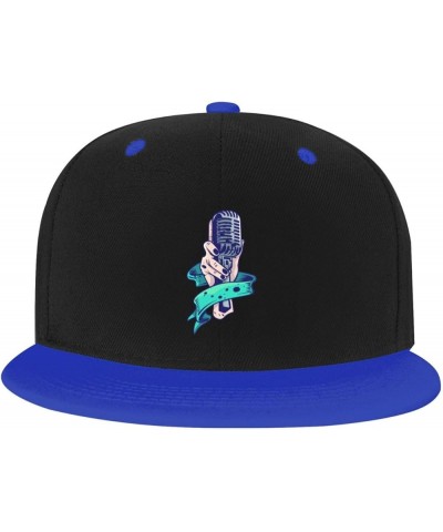 Handheld Microphones Baseball Cap for Men Women Snapback Hat Adjustable Flat Bill Hats Blue $12.61 Baseball Caps