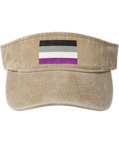 Asexual Pride Flag Sun Visor Hats for Women Men Sun Hat Vintage Golf Hat Adjustable Baseball Cap Natural $10.40 Visors