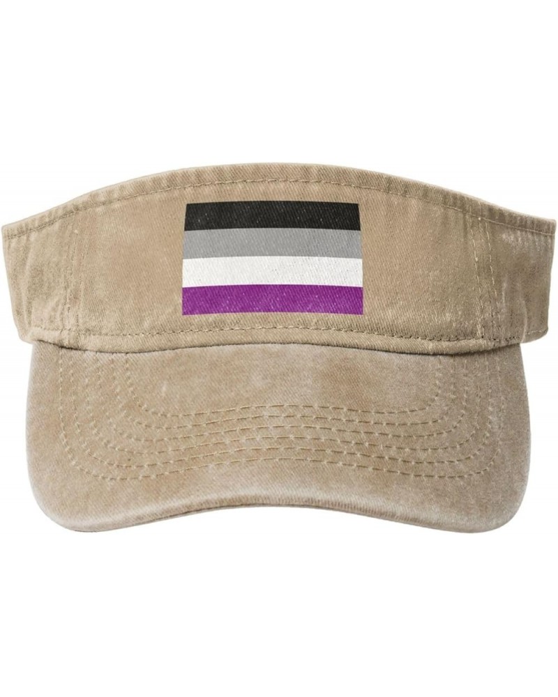 Asexual Pride Flag Sun Visor Hats for Women Men Sun Hat Vintage Golf Hat Adjustable Baseball Cap Natural $10.40 Visors