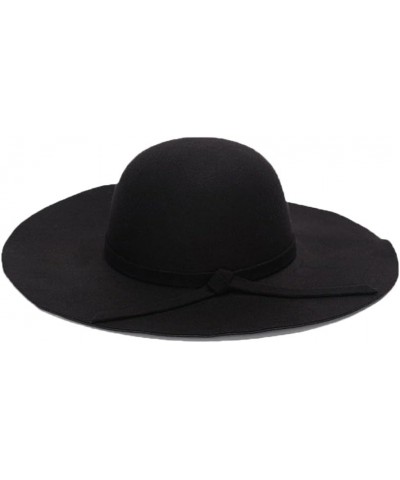 Fedora Hat for Women Cap Bowknot Hats Ladies Woolen Cap Hat Black $13.54 Fedoras