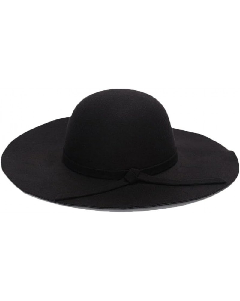 Fedora Hat for Women Cap Bowknot Hats Ladies Woolen Cap Hat Black $13.54 Fedoras