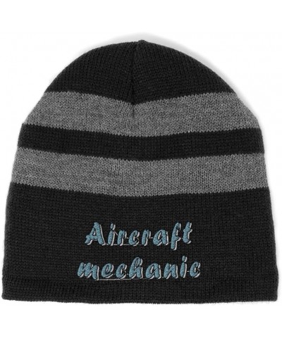 Custom Striped Beanie for Men & Women Aircraft Mechanic Acrylic Fleece Skull Cap Hats 1 Size Black Design Only $14.99 Skullie...