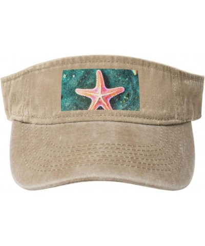 Seawater Seashell Starfish Print Washed Denim Open Top Hat for Outdoor Decoration,Suitable for Men,Women $11.62 Sun Hats