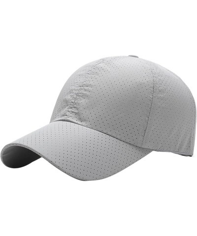 Hats Baseball Cap Breathable Quick Dry 2 Materials Adjustable Sports Cap for Hiking Men Sport Hat Light Gray $7.55 Baseball Caps