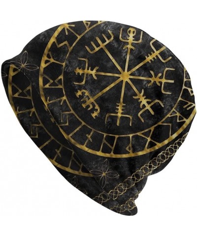 Viking Compass Hat Norse Myth Vegvisir Graphic Beanie Hat Cap High Elastic 3D Slouchy Beanie Hats Sport Bonnet Hat B $16.17 S...