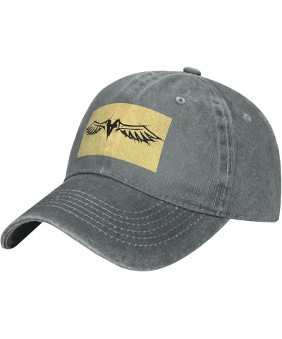 Gothic Angel Graffiti Pattern Baseball Cap - Adjustable Washed Cotton Vintage Outdoor Sports Hat for Men Women Gray $9.94 Bas...