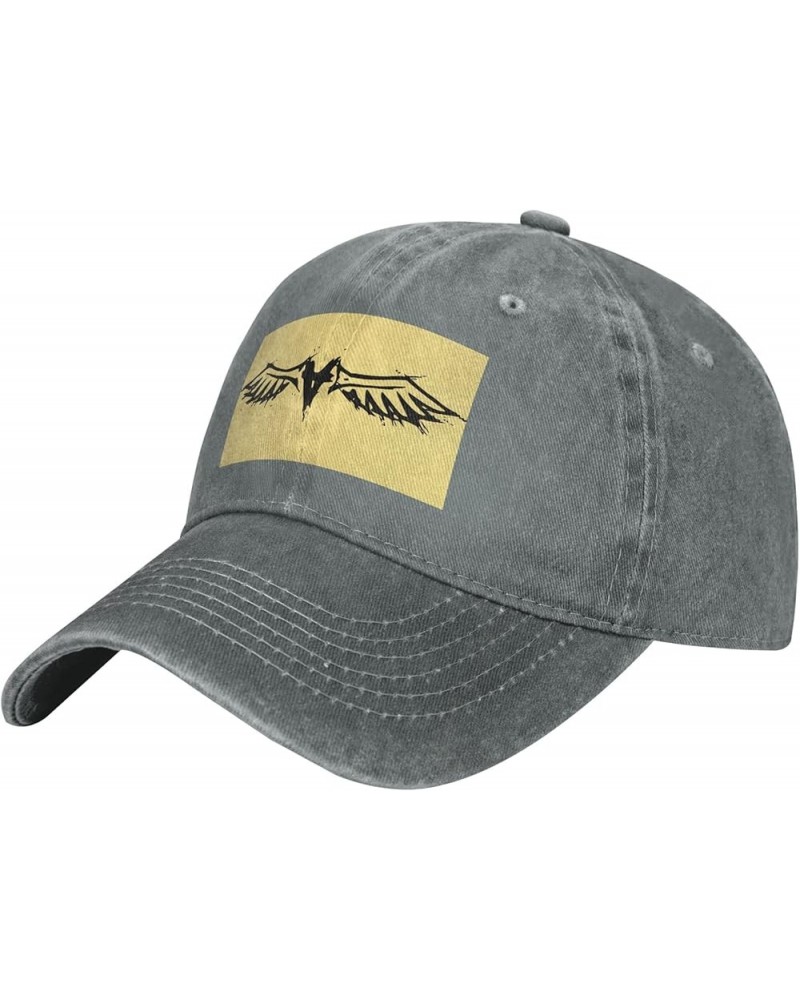 Gothic Angel Graffiti Pattern Baseball Cap - Adjustable Washed Cotton Vintage Outdoor Sports Hat for Men Women Gray $9.94 Bas...