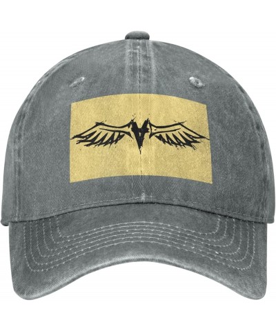 Gothic Angel Graffiti Pattern Baseball Cap - Adjustable Washed Cotton Vintage Outdoor Sports Hat for Men Women Gray $9.94 Bas...