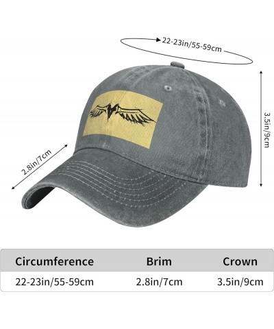 Gothic Angel Graffiti Pattern Baseball Cap - Adjustable Washed Cotton Vintage Outdoor Sports Hat for Men Women Gray $9.94 Bas...