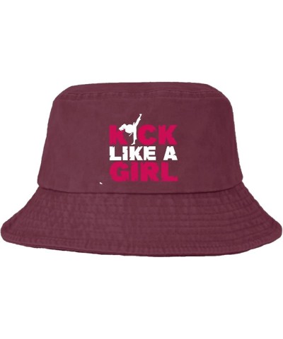 Kick Like a Girl Bucket Hat Bucket Hats Flodable Men Hat for Fishing Accessories for Swimming Pool Must Haves Deep Rose $11.3...