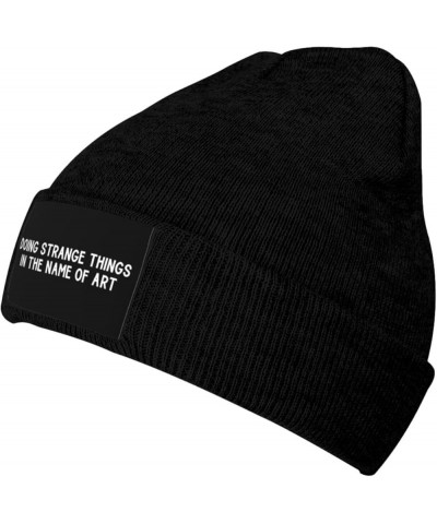 Doing Strange Things in The Name of Art Beanie for Women,Slouchy Knit Skull Cap Warm Winter Hat Cuffed Plain Hat Black $9.94 ...