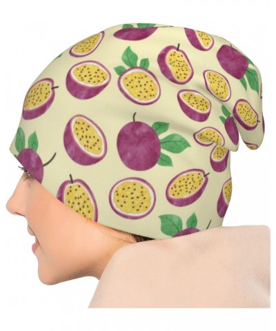 Purple Passionfruit Beanies Hats Warm Skull Cap Slouchy Knit Hat Headwear Gift for Men Women $12.10 Skullies & Beanies