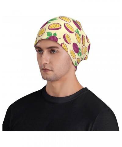 Purple Passionfruit Beanies Hats Warm Skull Cap Slouchy Knit Hat Headwear Gift for Men Women $12.10 Skullies & Beanies