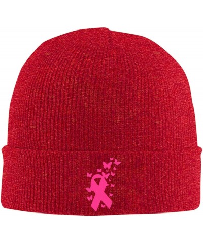 Breast Cancer Awareness Pink Ribbon Cozy Knitted Hat for Winter - Warm Comfort Black Red $12.47 Skullies & Beanies