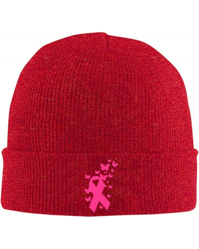 Breast Cancer Awareness Pink Ribbon Cozy Knitted Hat for Winter - Warm Comfort Black Red $12.47 Skullies & Beanies