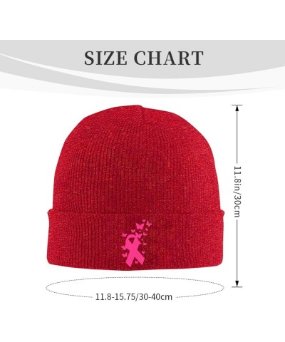 Breast Cancer Awareness Pink Ribbon Cozy Knitted Hat for Winter - Warm Comfort Black Red $12.47 Skullies & Beanies