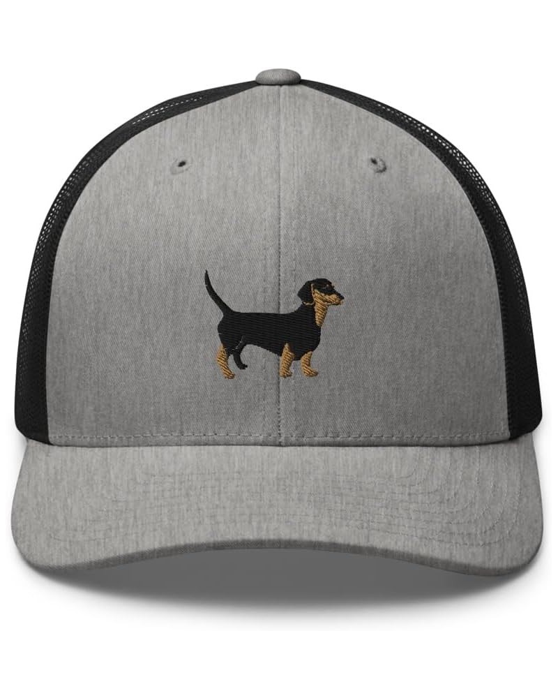 Dachshund Trucker hat, Embroidered Unisex hat, Dachshund Wiener Doxie, Design 3. Heather/ Black $16.92 Baseball Caps