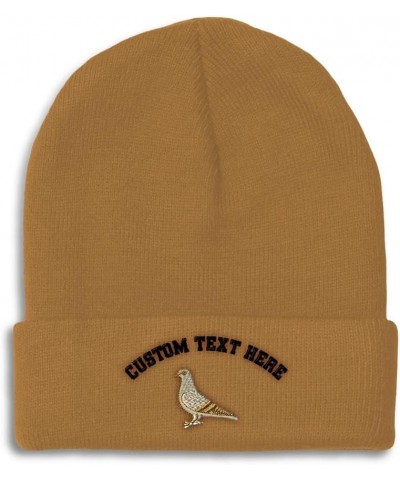 Custom Beanies for Men Pigeon A Embroidery Wild Animals Dove Winter Hats for Women Acrylic Skull Cap 1 Size Khaki Personalize...