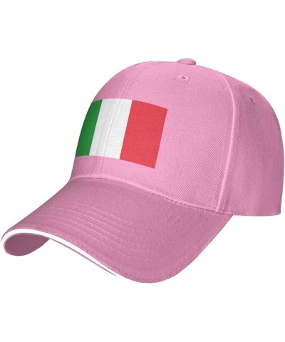 Italia Italy Italian Flag Men Womens Sandwich Hat Classic Adjustable Trucker Hat Dad Hat Black Pink $13.45 Baseball Caps