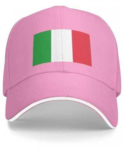 Italia Italy Italian Flag Men Womens Sandwich Hat Classic Adjustable Trucker Hat Dad Hat Black Pink $13.45 Baseball Caps