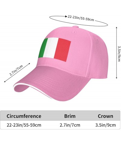 Italia Italy Italian Flag Men Womens Sandwich Hat Classic Adjustable Trucker Hat Dad Hat Black Pink $13.45 Baseball Caps