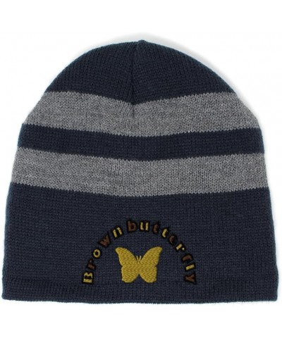 Custom Striped Beanie for Men & Women Brown Butterfly Acrylic Fleece Skull Cap Hats 1 Size Navy Design Only $16.79 Skullies &...