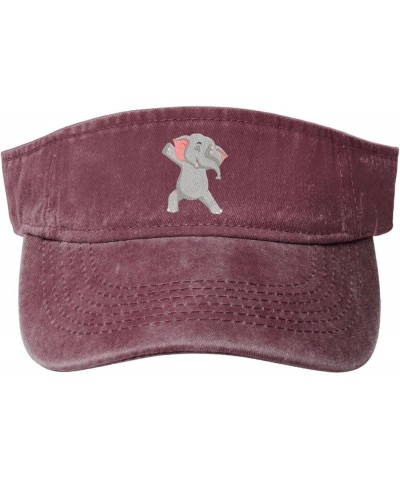 Cool Little Elephant Sun Visor Hats for Women Men Sun Hat Vintage Golf Hat Adjustable Baseball Cap Red $11.64 Visors