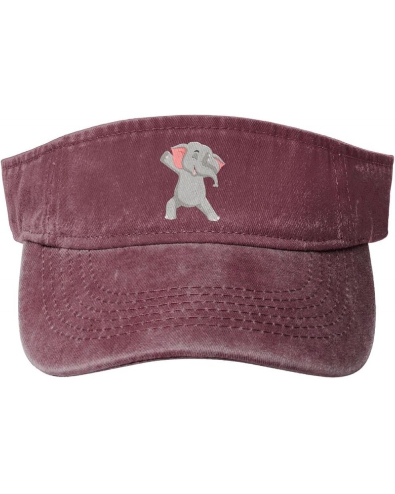 Cool Little Elephant Sun Visor Hats for Women Men Sun Hat Vintage Golf Hat Adjustable Baseball Cap Red $11.64 Visors