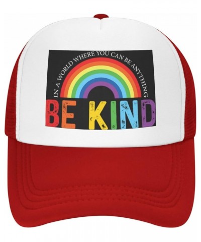 in A World Where You Can Be Anything Be Kind Trucker hat Mesh Baseball Cap Women Sun Hat Men Hat Dad Hat Black Red $10.83 Bas...