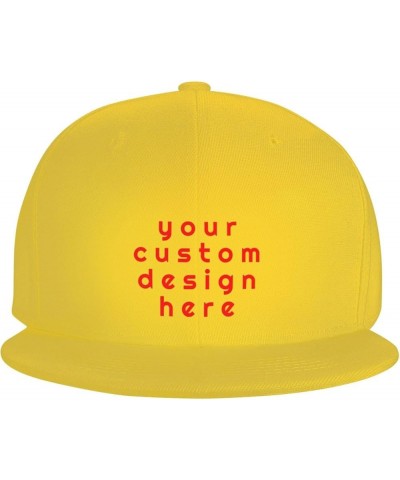 Custom Hat with Your Picture Text Logo Name Personalized Flat Bill Hats Yellow $7.77 Baseball Caps