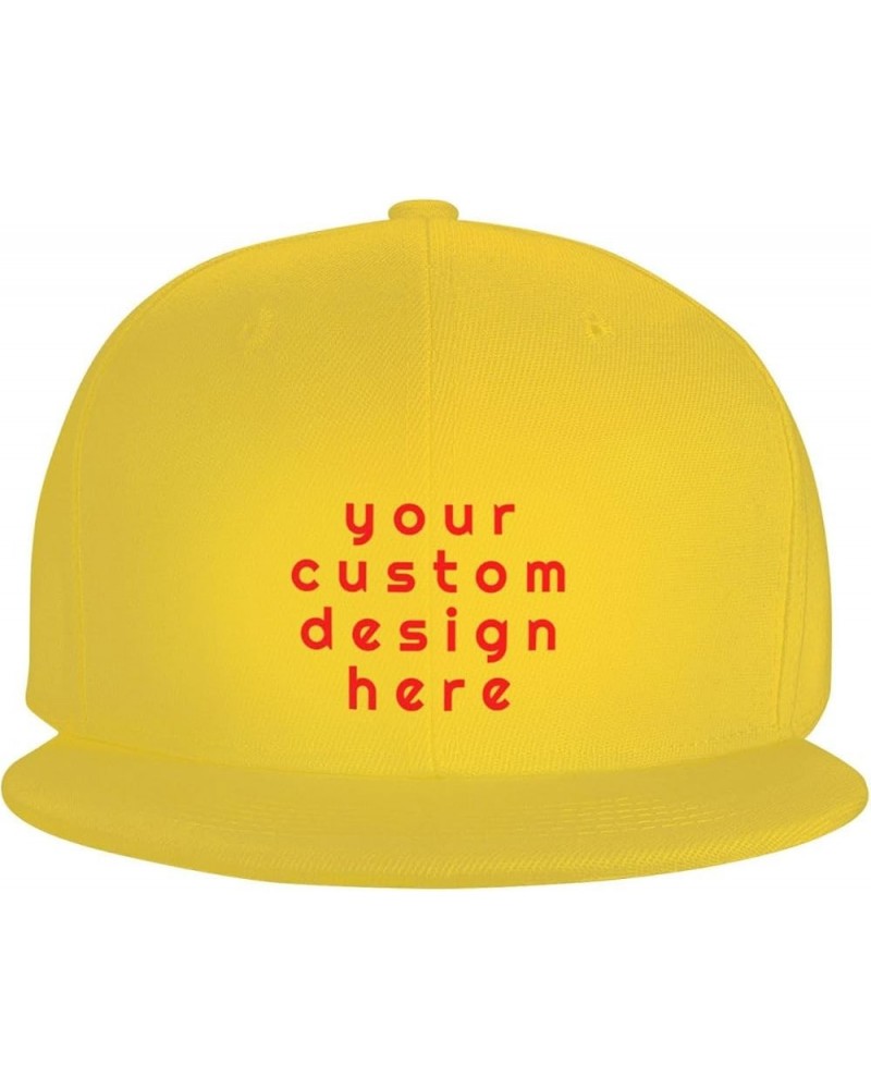 Custom Hat with Your Picture Text Logo Name Personalized Flat Bill Hats Yellow $7.77 Baseball Caps