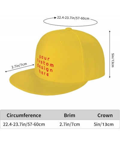 Custom Hat with Your Picture Text Logo Name Personalized Flat Bill Hats Yellow $7.77 Baseball Caps