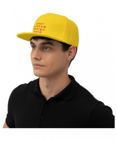 Custom Hat with Your Picture Text Logo Name Personalized Flat Bill Hats Yellow $7.77 Baseball Caps