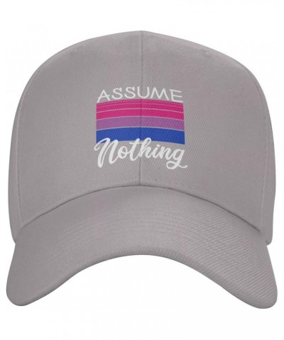 LGBT Bi Pride Gifts Assume Nothing Bisexual Flag Baseball Cap Men Trucker Hat Women Dad Hat Ponytail Hat Black Gray $9.59 Bas...