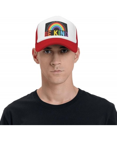 in A World Where You Can Be Anything Be Kind Trucker hat Mesh Baseball Cap Women Sun Hat Men Hat Dad Hat Black Red $10.83 Bas...