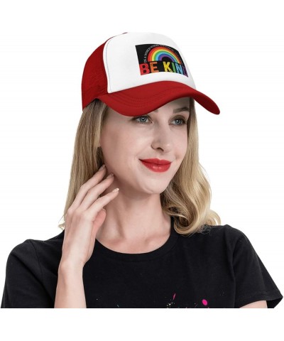 in A World Where You Can Be Anything Be Kind Trucker hat Mesh Baseball Cap Women Sun Hat Men Hat Dad Hat Black Red $10.83 Bas...